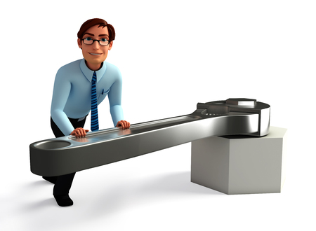 Service man with big wrench の写真素材