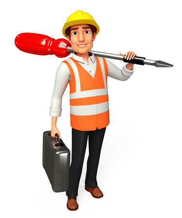 Worker with screw driverの写真素材