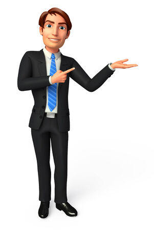 Young Business man pointing to blankの写真素材