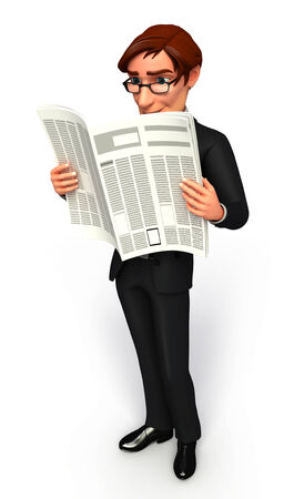 business man is reading news paperの写真素材