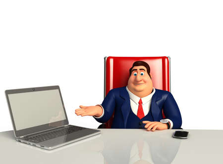 Young Business man with laptopの写真素材