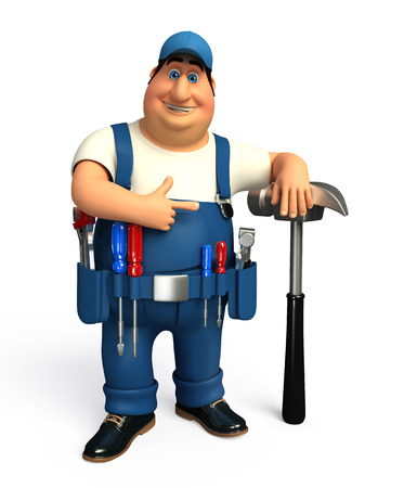 Mechanic with hammerの写真素材