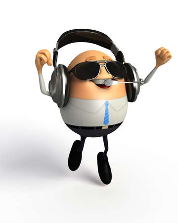 Happy Egg as Business Man with headphoneの写真素材