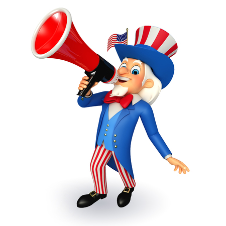 Illustration of Uncle Sam with loudspeakerの写真素材