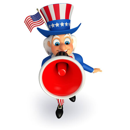 Illustration of Uncle Sam with loudspeakerの写真素材