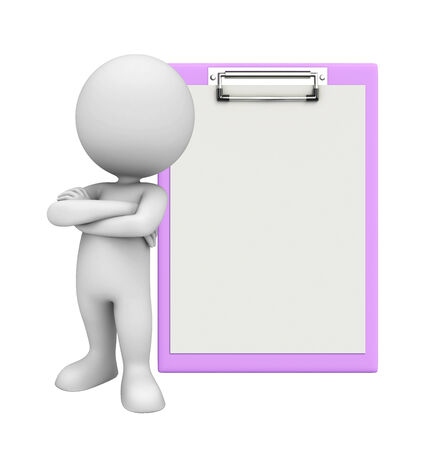 Illustration of white character with notepad の写真素材