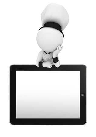 Illustration of white character as a chef with tabの写真素材