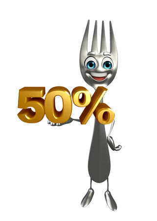 Cartoon character of fork with Percentage の写真素材