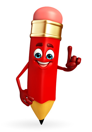Cartoon Character of pencil is pointing の写真素材