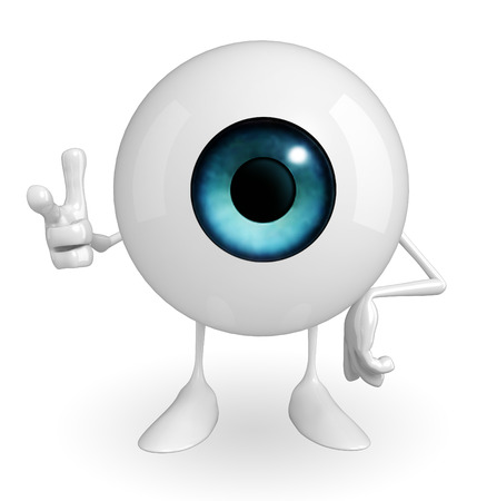 Cartoon character of eye with pointing poseの写真素材