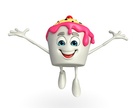 Cartoon Character of Ice Cream is jumping の写真素材