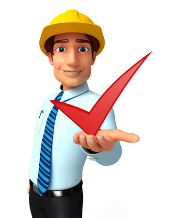 Illustration of service man with right signの写真素材