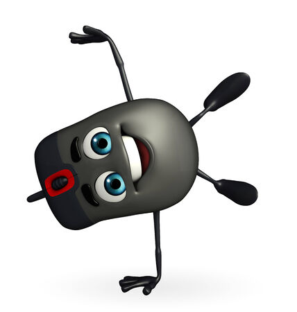 Cartoon Character of Computer Mouse with hand standing poseの写真素材