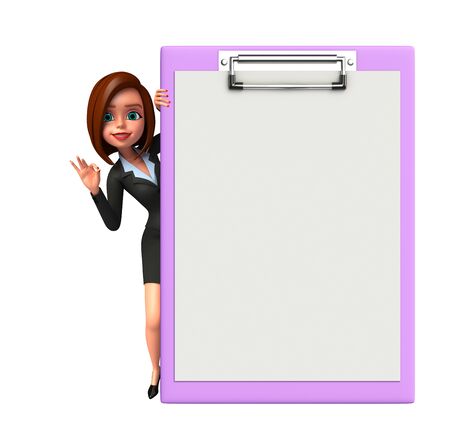 Illustration of Young Business Woman with notepad の写真素材