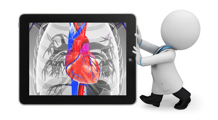 Illustration of young doctor with heart anatomy 