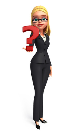 Illustration of Young Business Woman with question mark signの写真素材