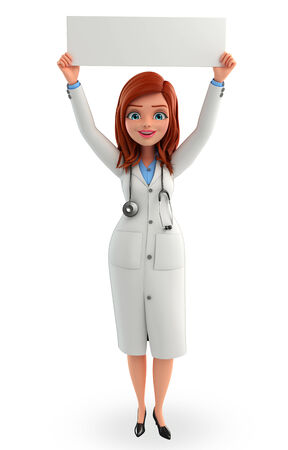 Illustration of Young Doctor with signの写真素材