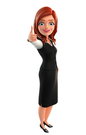 Illustration of young Business Woman with best signの写真素材
