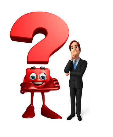 Illustration of Young Business Man with question markの写真素材