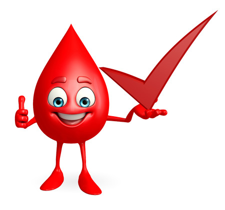 Cartoon Character of Blood Drop with right signの写真素材
