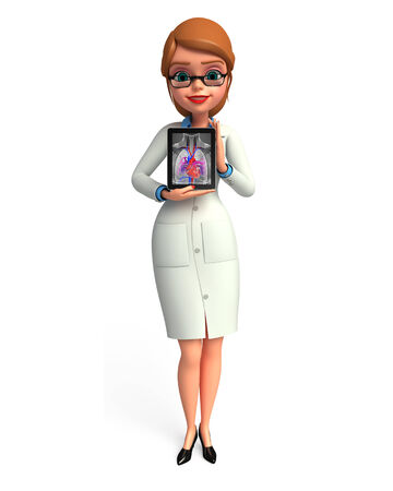 Illustration of young doctor with heart anatomyの写真素材