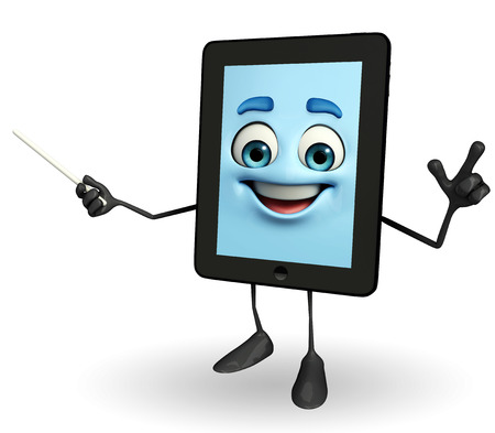 Cartoon character of tab with stickの写真素材