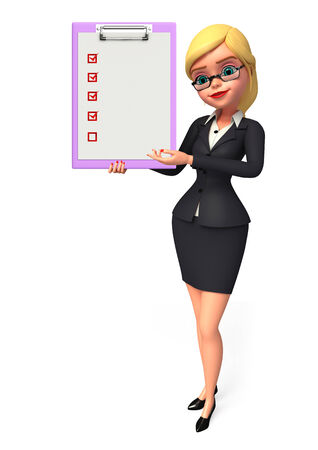 Illustration of Young Business Woman with notepad の写真素材