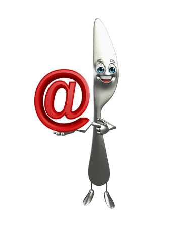 Cartoon character of knife with at the rate signの写真素材