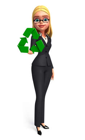 Illustration of Young Business Woman with recycle signの写真素材