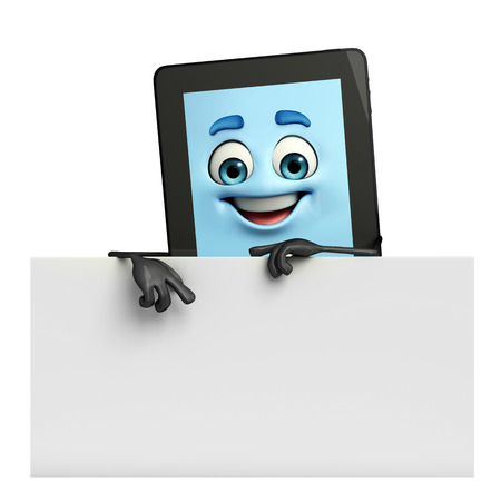 Cartoon character of tab with signの写真素材