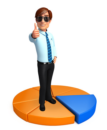 Illustration of service man with business graphの写真素材