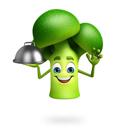 3d rendered illustration of cartoon character of broccoliの写真素材