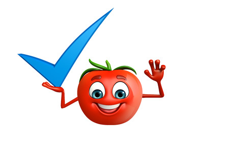 3d rendered illustration of tomato cartoon characterの写真素材