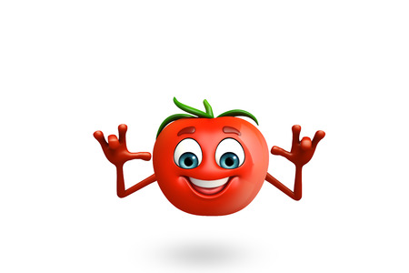 3d rendered illustration of tomato cartoon characterの写真素材