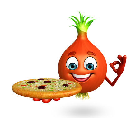 3d rendered illustration of onion cartoon characterの写真素材