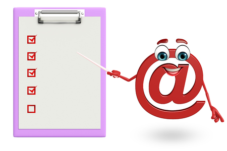 3d rendered illustration of at the rate sign with notepadの写真素材