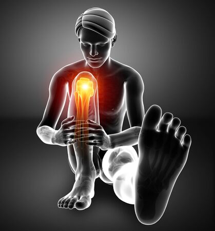 3d Illustration of Male foot with ankle painの写真素材