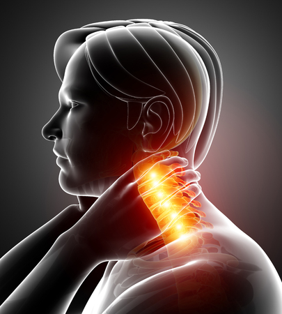 3d Illustration of men Feeling Neck Painの写真素材