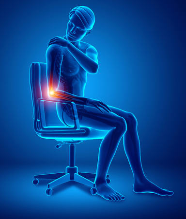 3d Illustration of Men Feeling Elbow painの写真素材