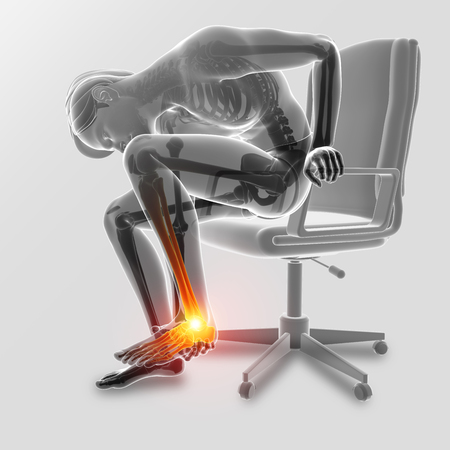 3d Illustration of Male foot with ankle painの写真素材