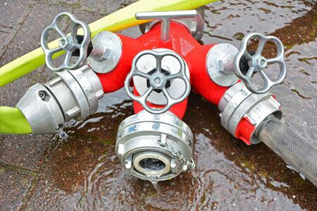 Fire Water hose connector on the ground