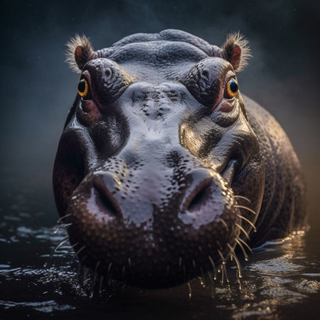 Hippopotamus in the water. Portrait of a hippopotamus.の素材