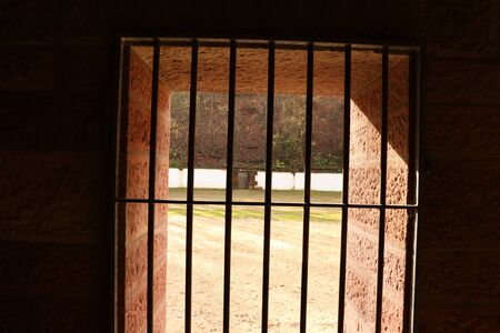 Looking through a grate in the former amphitheater in the old Roman town of Augusta Raurica, near baselの写真素材