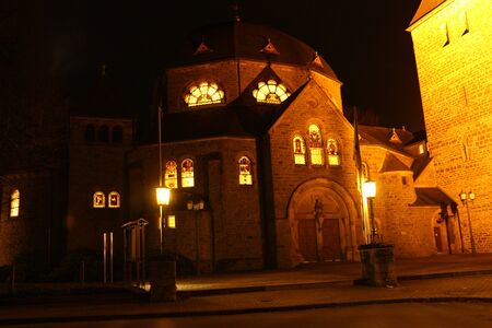 The illuminated church in Balveの写真素材