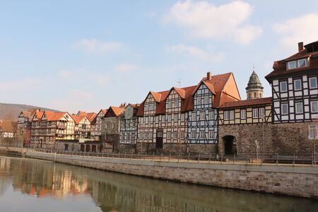 View of the historic town of Hann. Muendenのeditorial素材