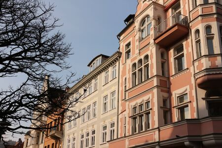 Colorful houses in the Historic Old Town of Hann. Muendenのeditorial素材