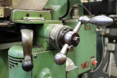 Hand crank on a milling machineの写真素材