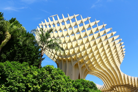 The Metropol Parasol, a viewing platform in the center of Seville in Andalusiaのeditorial素材