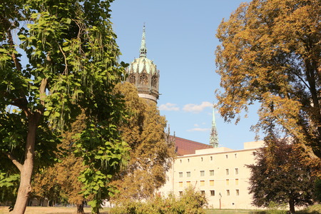 View of the castle in the center of Lutherstadt-Wittenbergのeditorial素材