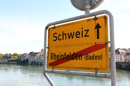 Ortsausgangsschild the city of Rheinfelden (Baden) in Baden W?rttembergの写真素材